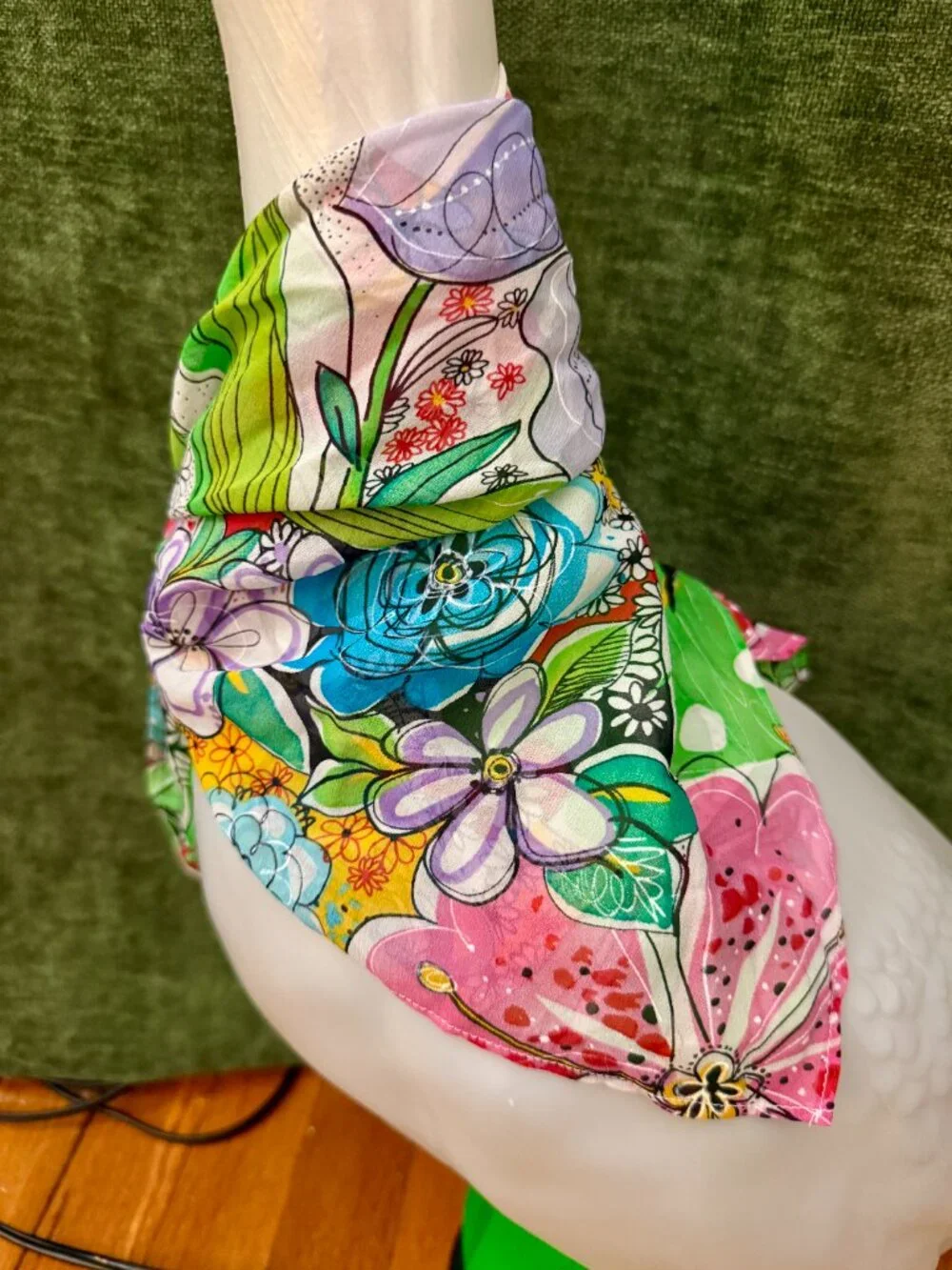 Chico’s 100% Silk Scarf Colorful Floral Botanical Print